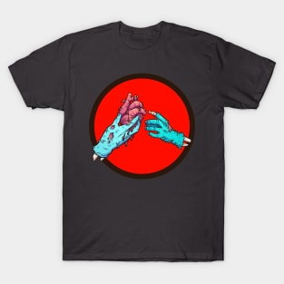 Bony and Clyde Skeleton Hands Heart in Hand- Zombie Romance T-Shirt